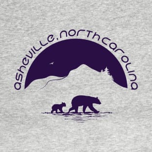 Momma Black Bear & Cubs - Asheville, NC - Purple 11 T-Shirt